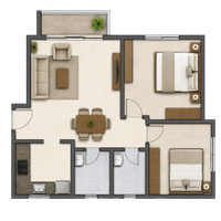 2 BHK Floor Plan